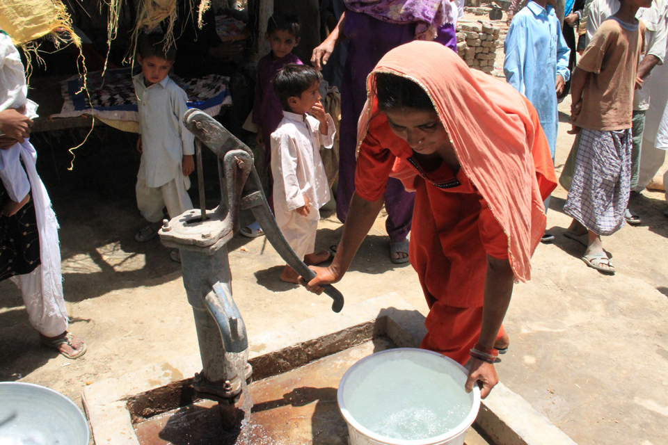 Sabiha now has access to clean drinking water thanks to a nearby hand pump provided by UK aid. Picture: Vicki Francis/DFID