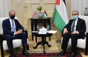 Foreign Secretary Dominic Raab with Palestinian Prime Minister Mohammad Shtayyeh