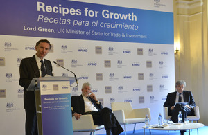 Lord Green talks to the audience in Madrid