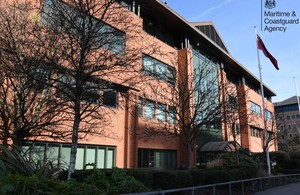 Image of Maritime and Coastguard Agency Headquarters in Southampton with MCA logo