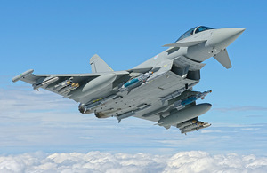 a Typhoon aircraft in the sky.
