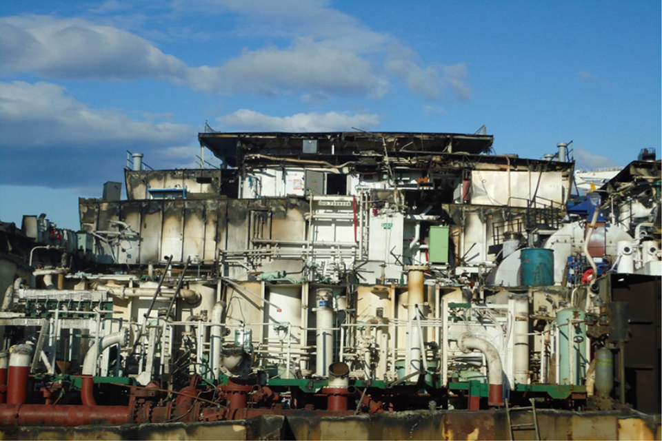 Close up of the rear of the ship mechanics.