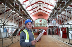 Site Manager inside Keighley drill hall.