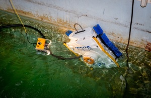 WEDA is a wall cleaning remotely operated vehicle used to clean pond walls on the Sellafield site and can be seen in-situ in a pond