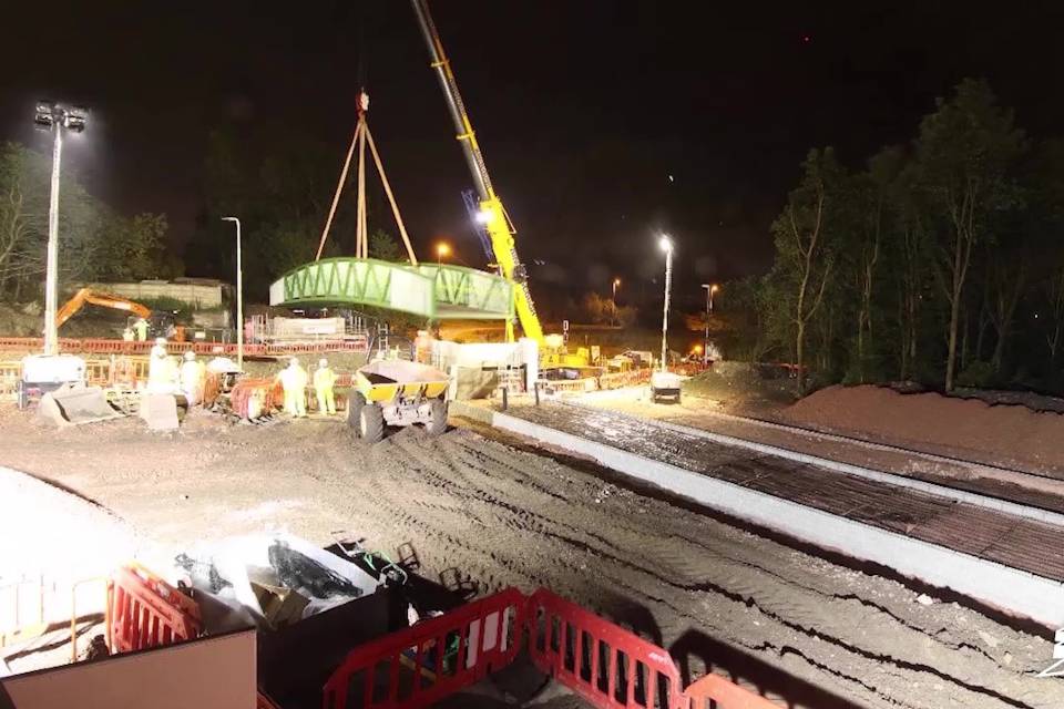 new bridge lifted into place