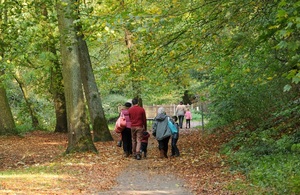 People walking in a woodland. Credit Natural England