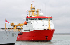 HMS Protector passing HMS Duncan as she returns to Portsmouth [Picture: Leading Airman (Photographer) Alex Knott, Crown copyright]