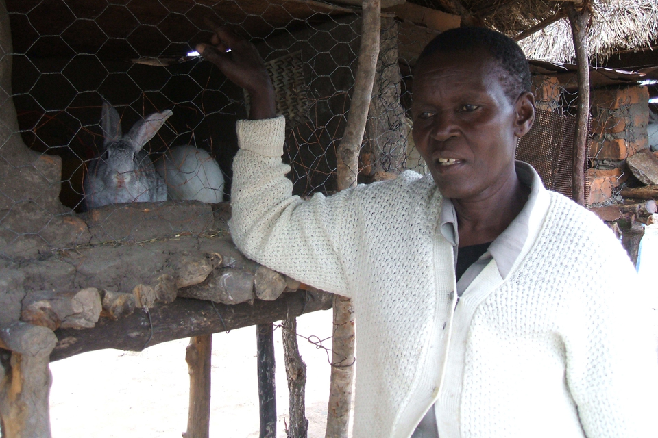 Gogo Kerina with some of her rabbits. Picture: DFID