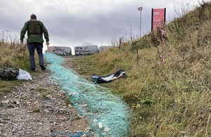 Images shows the illegal fishing net seized by the Environment Agency
