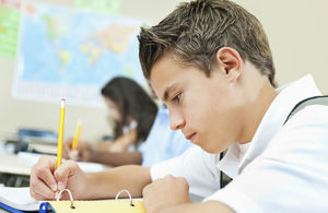 student writing