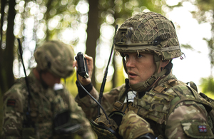 Image depicts a solider in uniform on mission at the Army Warfighting Experiment.