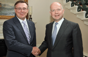 Foreign Secretary William Hague and Foreign Minister Leonid Kozhara