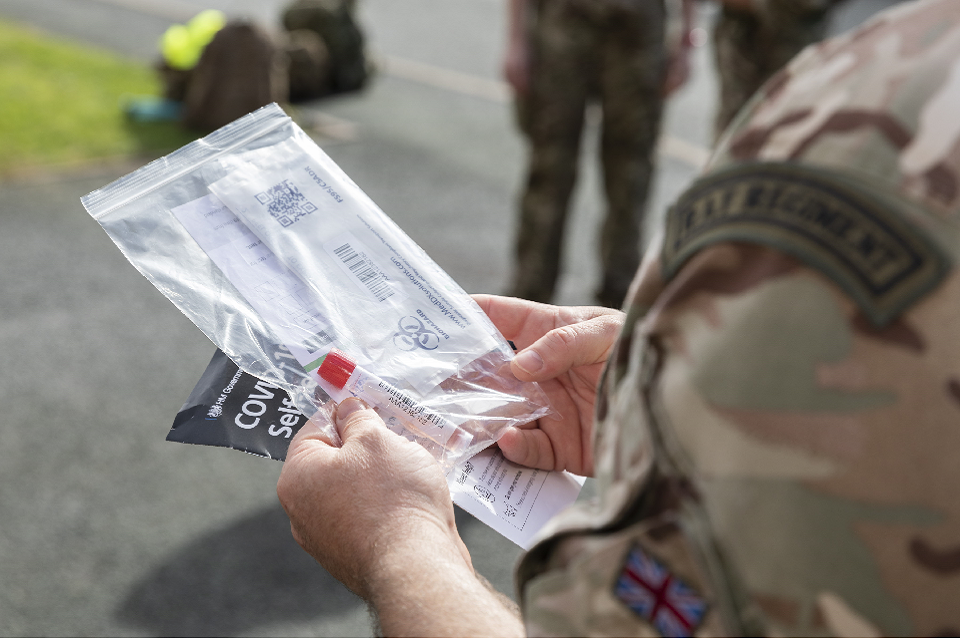 Armed Forces assisted in delivering and collecting tests from homes in Birmingham. MOD Crown Copyright.