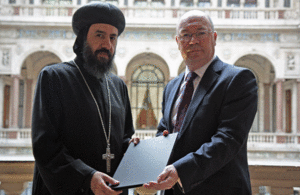 His Grace Bishop Angaelos of the Coptic Orthodox Church Centre with Foreign Office Minister Alistair Burt
