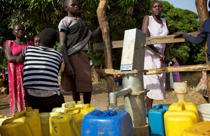 Elizabeth Eidngo collects water from the CAFOD borehole in St Cecilia diocese, South Sudan. Pictures: Richard Wainwright/CAFOD