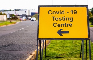 Coronavirus testing site road sign