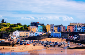 Harbour view of seaside town Tenby in Pembrokeshire, West Wales