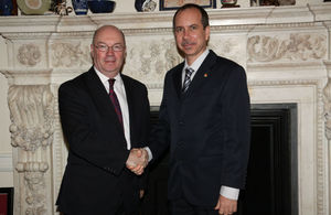 Foreign Office Minister Alistair Burt with Seychelles' Minister Joel Morgan