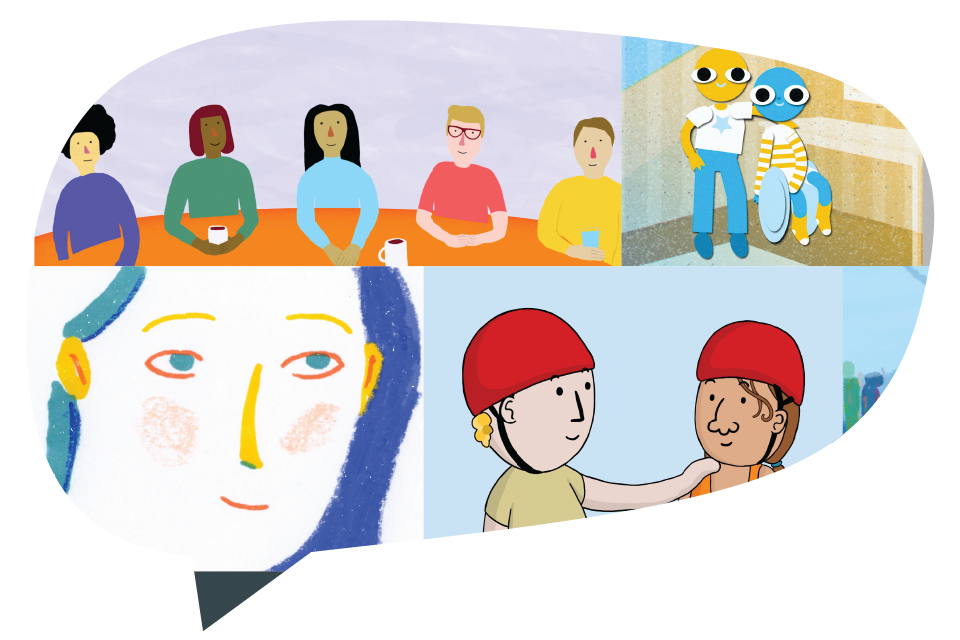 Cover photo of Illustrated elements of loneliness made into a collage and shaped as a speech bubble.