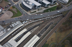 The train following the derailment (image courtesy of Network Rail Air Operations Team)