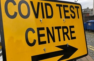 Covid test centre sign