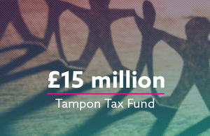Graphic that says 15 million Tampon Tax fund