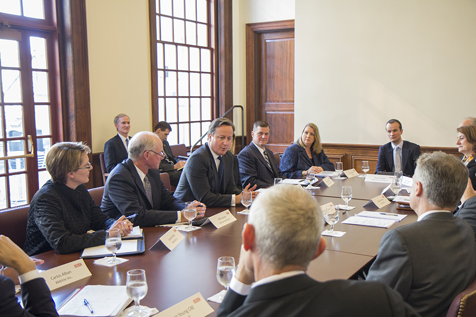 The PM addresses guests at the life sciences roundtable at Rockefeller University.