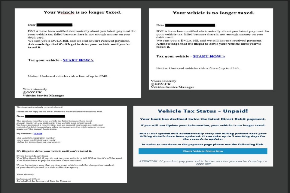 DVLA releases latest scam images to help keep motorists safe online
