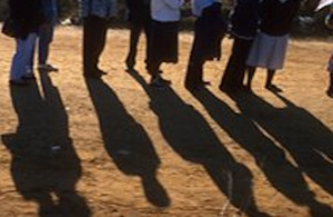 Queuing at an AIDS clinic, South Africa