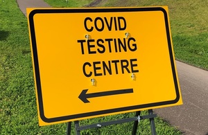 Glasgow Covid test centre sign