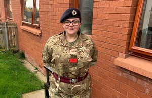 Caitlin Fitzimmons standing in Army Cadet uniform