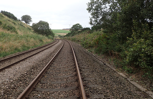Part of the railway between Laurencekirk and Portlethen