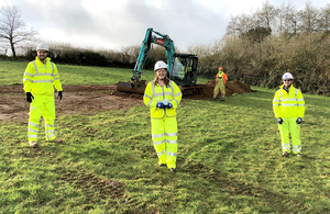 MP Cherilyn Mackrory and Highways England Senior Project Manager Josh Hodder (left) and Costain Senior Project Manager John Lee