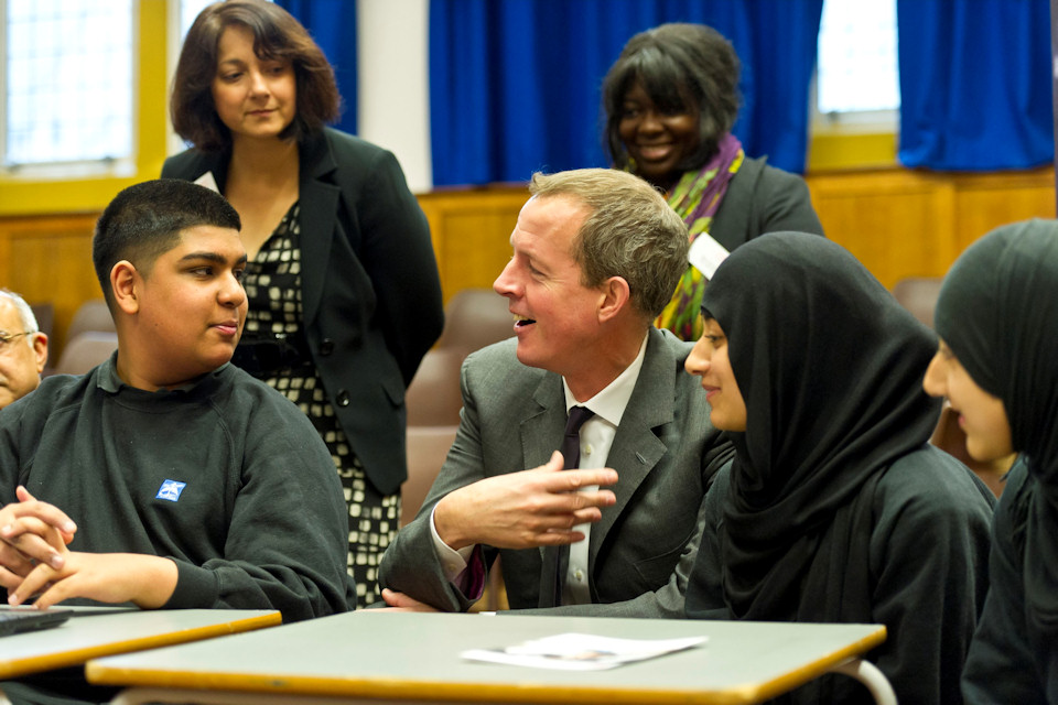 Nick Boles with students