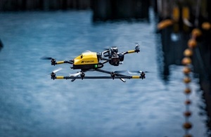 Remotely operated drone in flight