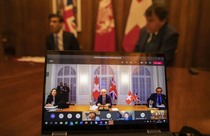 The Chancellor joins his Swiss counterpart on a video call
