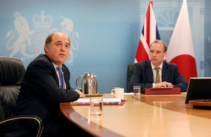 Defence Secretary Ben Wallace (l) and Foreign Secretary Dominic Raab (r) took part in the virtual ministerial with their Japanese counterparts (Picture by Pippa Fowles / No 10 Downing Street)