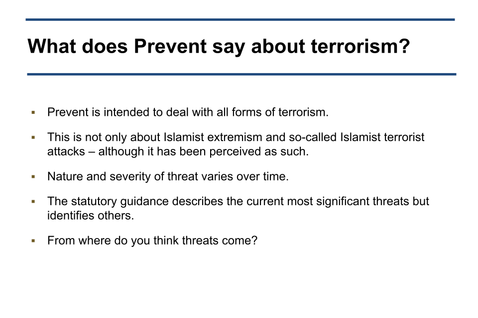 An introduction to the Prevent Duty in higher education (HE) notes for trainers GOV.UK