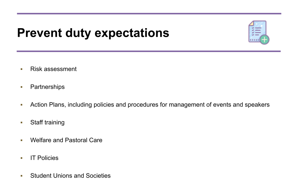 An introduction to the prevent duty in higher education he notes for trainers gov uk