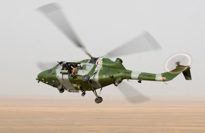 A Lynx Mk9A helicopter flying over the desert in Helmand province (library image) [Picture: Corporal Barry Lloyd, Crown copyright]