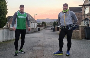 Kevin (left) and Gary (right), starting out on their consecutive marathons