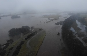 The images shows the River Coquet splitting off into Caistron Lakes