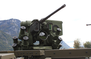 The remote weapons system is shown from the front angle in action.
