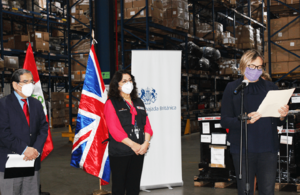 Ambassador Harrisson with Prime Minister Violeta Bermúdez and Minister of Health Óscar Ugarte.