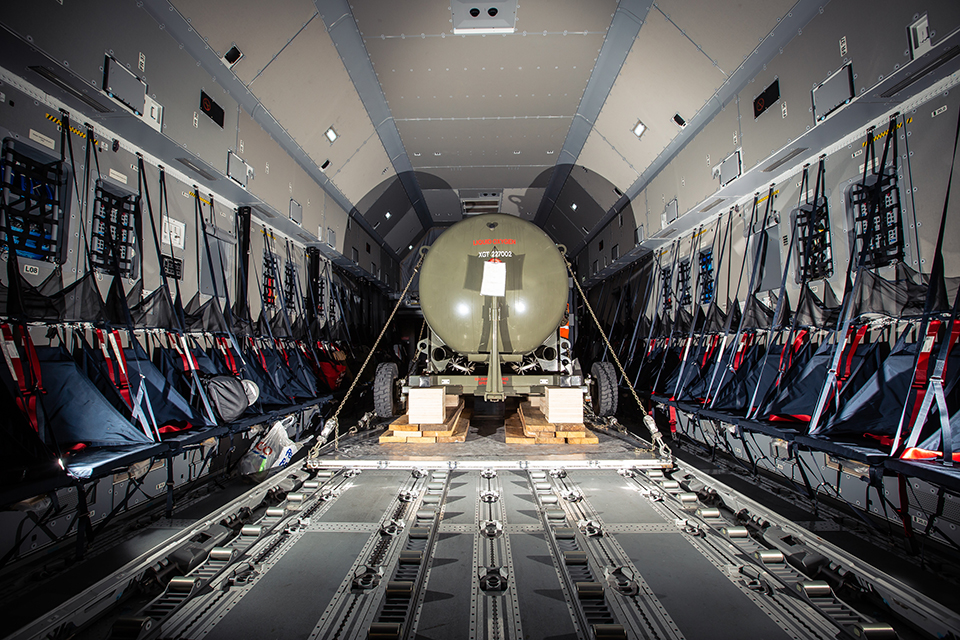 Picture shows the Air Separation Unit loaded and ready for sending to the Falkland Islands during the COVID-19 crisis