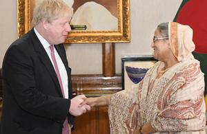 PM Boris Johnson with Bangladeshi PM Sheikh Hasina during his visit to Dhaka on 9 February 2018