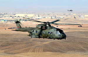 A British Merlin helicopter in the skies over Afghanistan (library image) [Picture: Sergeant Steve Blake, Crown copyright]