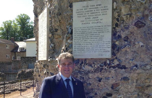 Brandon Lewis visits Bury St Edmunds to discuss Magna Carta celebrations.