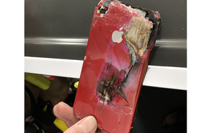 Mobile phone retrieved by the fire service after landing.