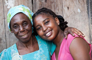 Mwajuma, 17, with her grandmother